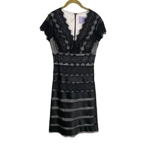 JS Collections Black Lace Nude Cocktail Dress 4